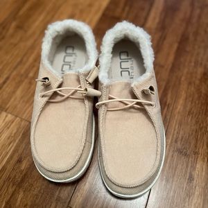 NWOT fuzzy Hey Dude slip ons
